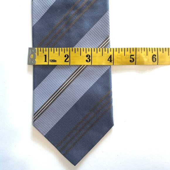 Giorgio Armani Light Blue & Silver Striped Silk Tie Made in Italy Necktie - Picture 4 of 5